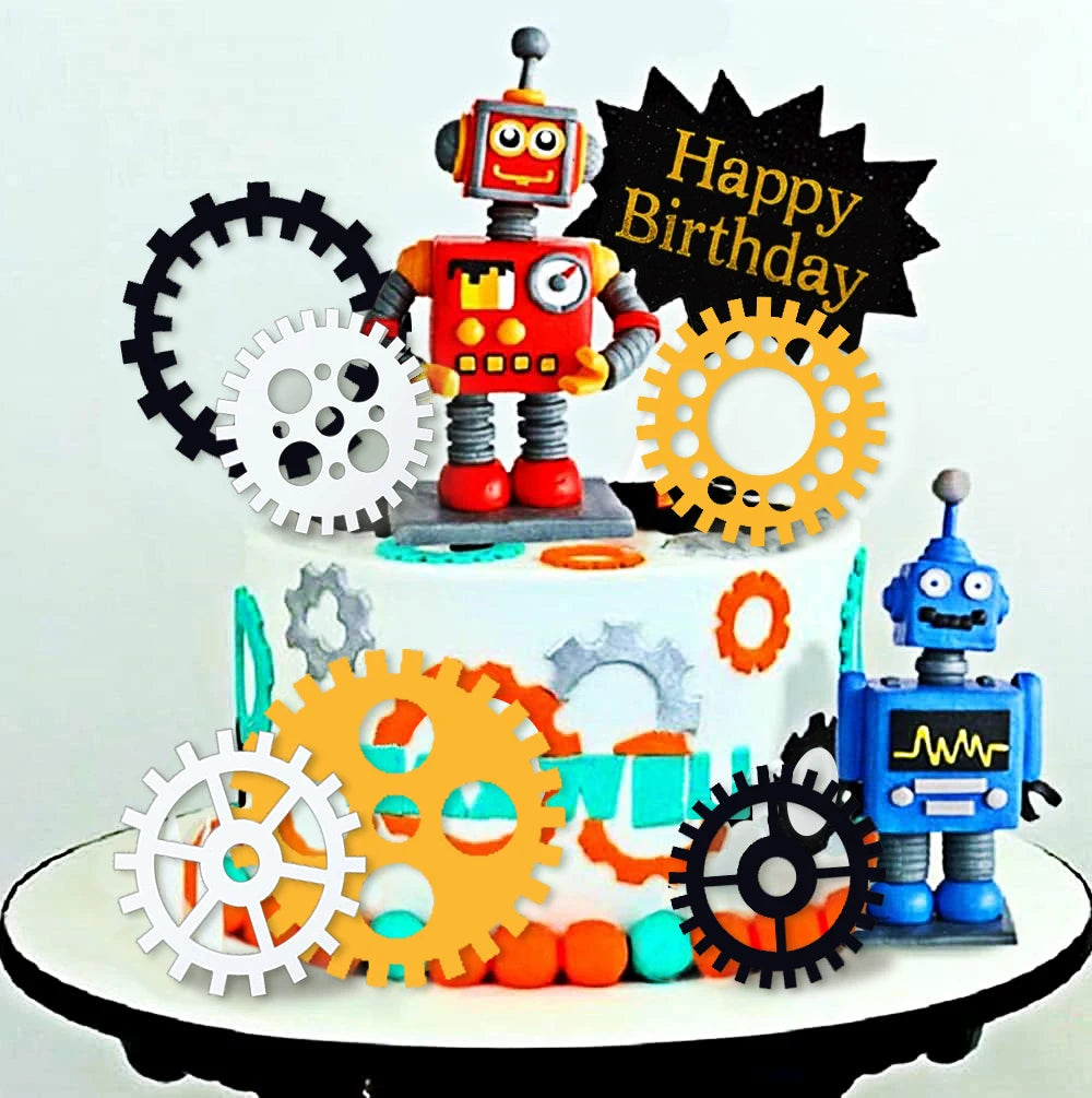 Robot Birthday Cake Toppers | 9 & 18 Piece Party Set