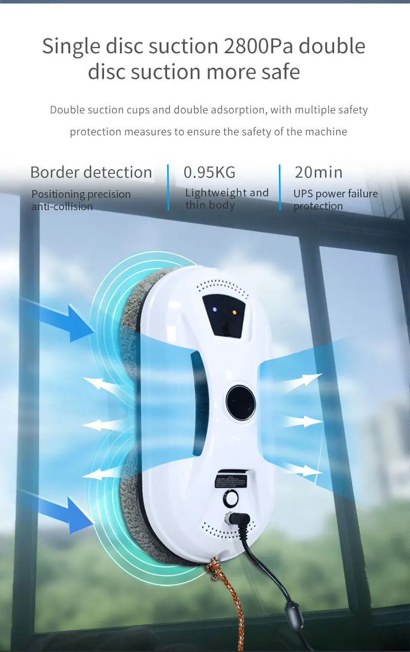 Ultra-Thin Robot Window Cleaner with 5600PA Suction & 3 Cleaning Modes