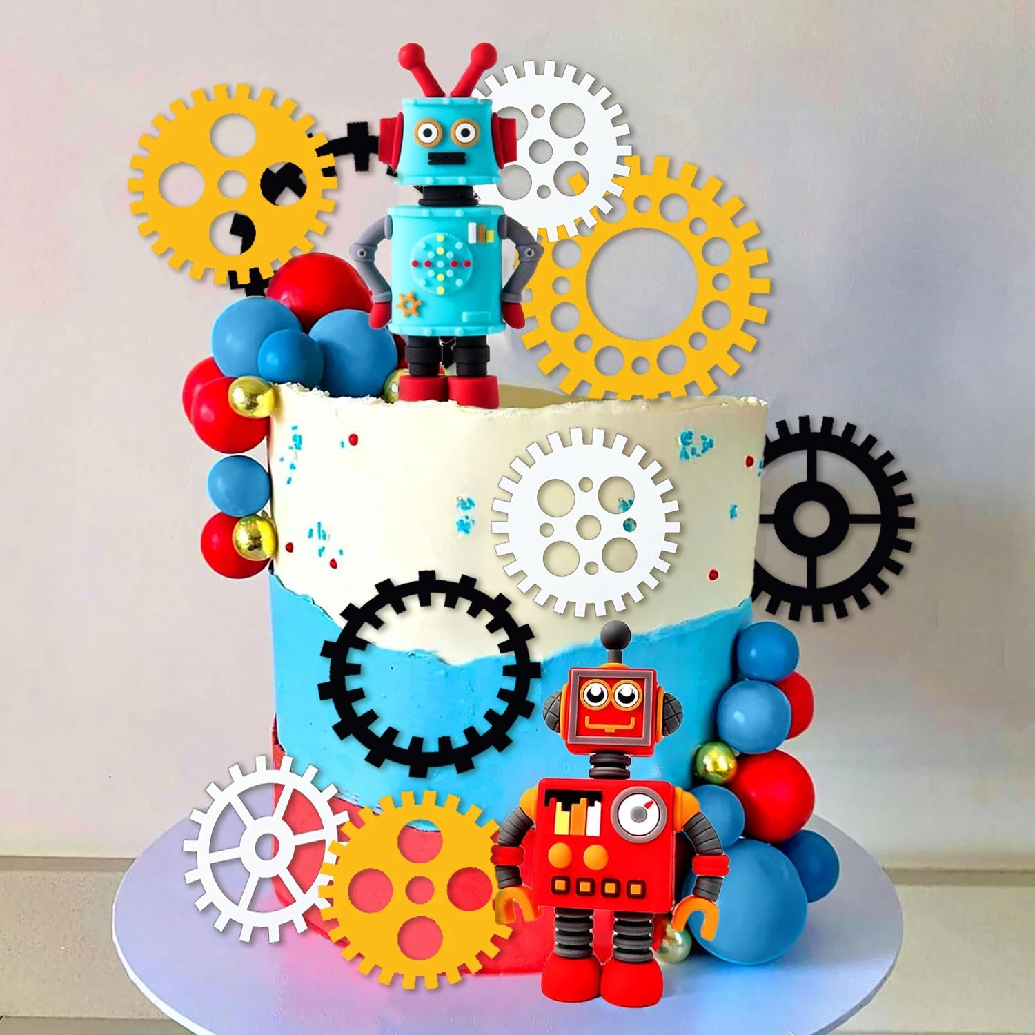 Robot Birthday Cake Toppers | 9 & 18 Piece Party Set