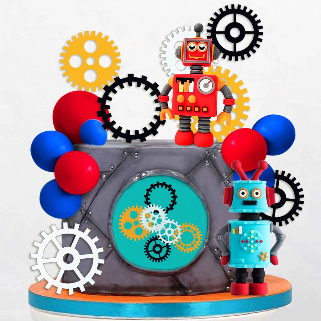 Robot Birthday Cake Toppers | 9 & 18 Piece Party Set