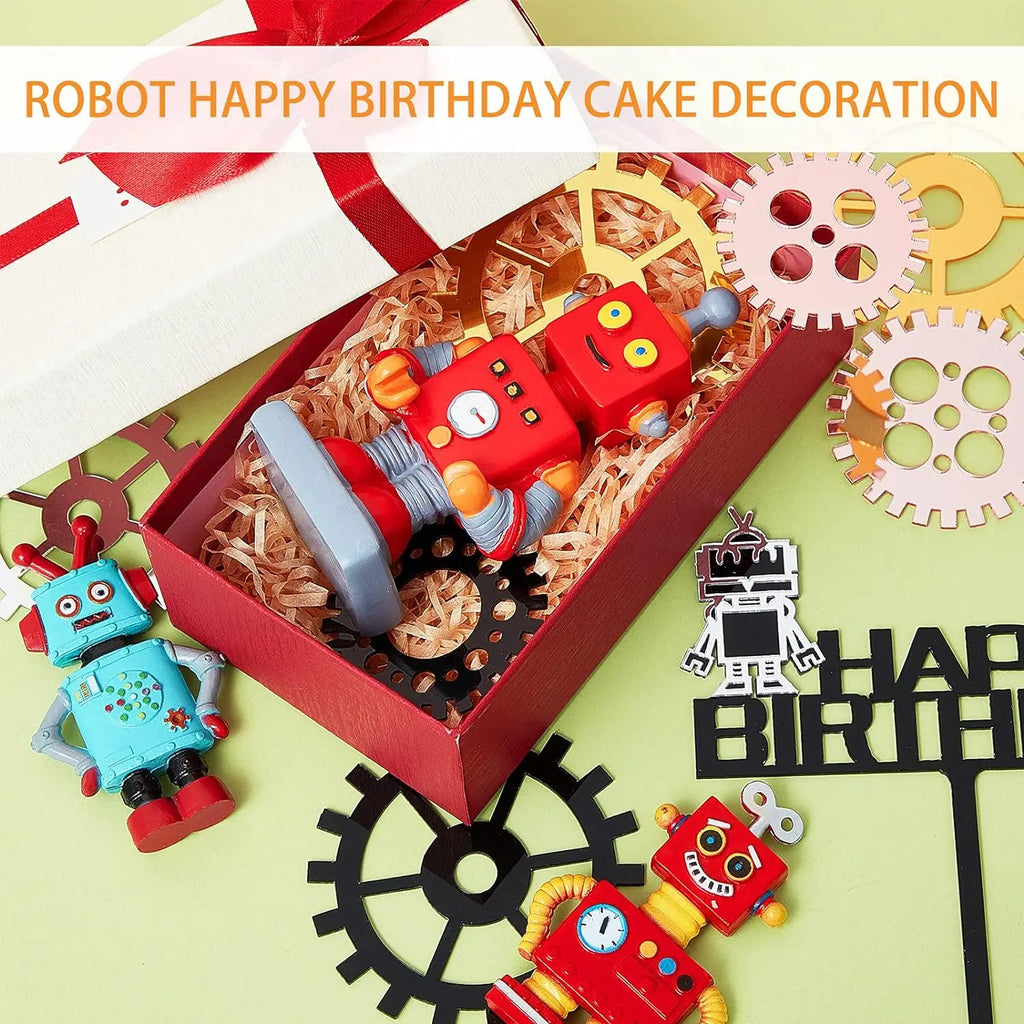 Robot Birthday Cake Toppers | 9 & 18 Piece Party Set