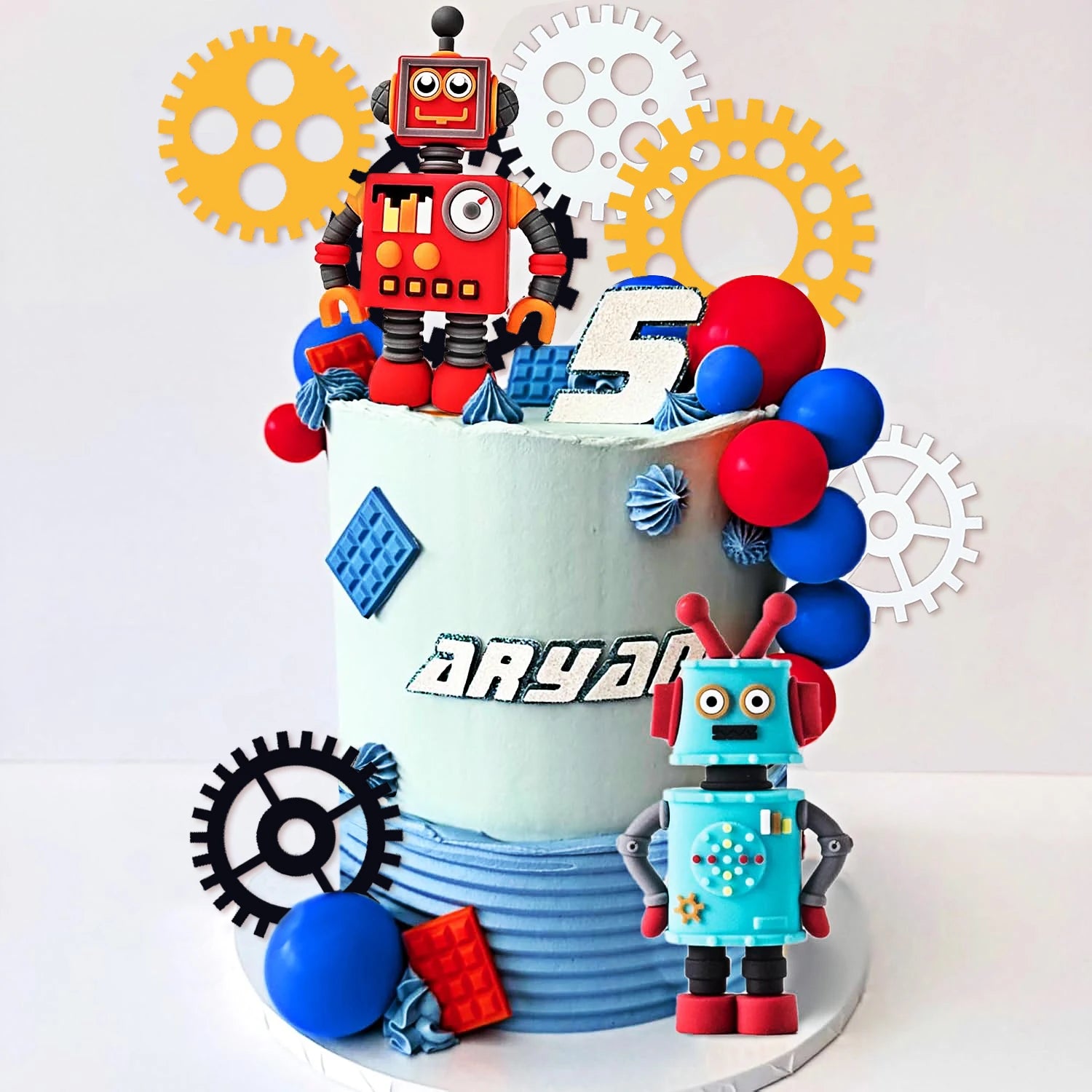 Robot Birthday Cake Toppers | 9 & 18 Piece Party Set
