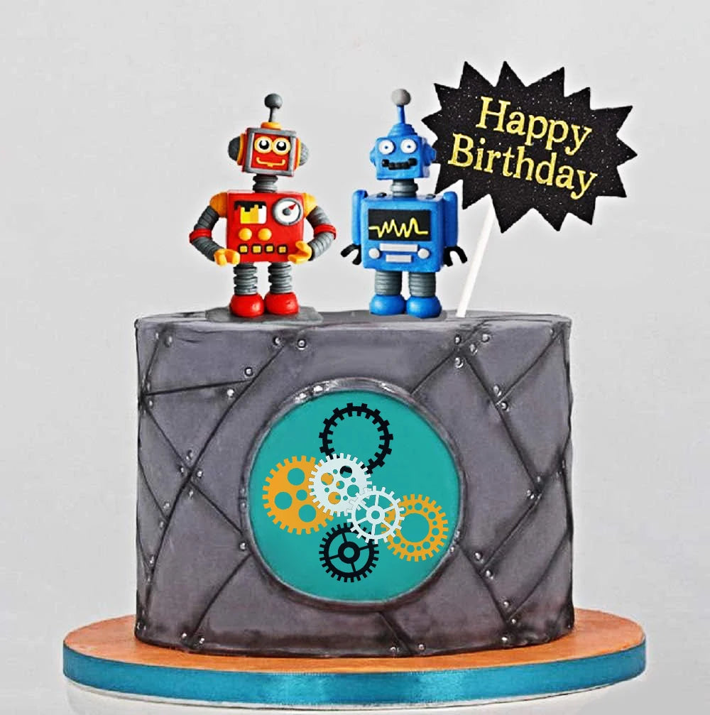 Robot Birthday Cake Toppers | 9 & 18 Piece Party Set