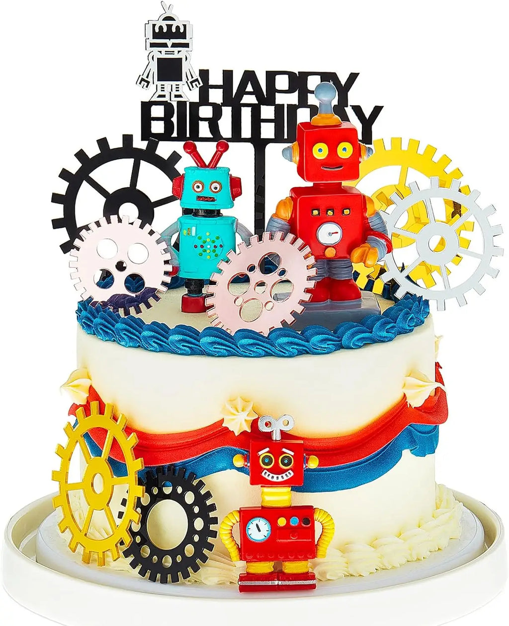 Robot Birthday Cake Toppers | 9 & 18 Piece Party Set